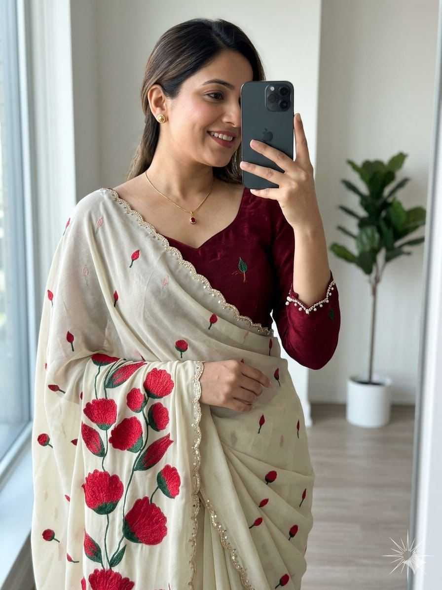 Ayushmati Rangoli Silk Embroidered Saree