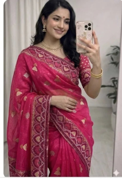 Janhvi Soft Kota Embroidered Saree