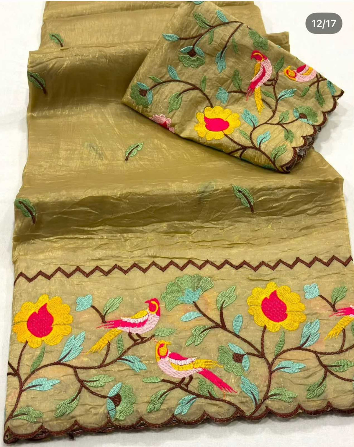 Soft Gold Crush Designer Saree