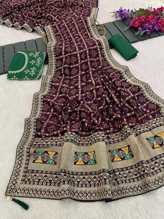 Soft Vichitra Printed Saree
