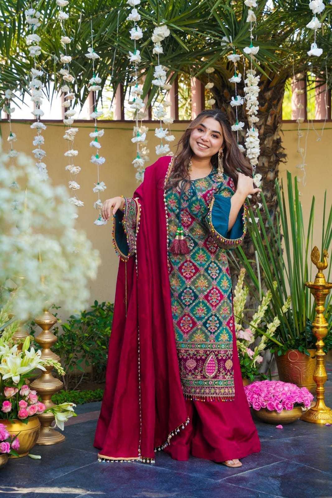 Chinon Silk Sharara Salwar Suit JT-146573