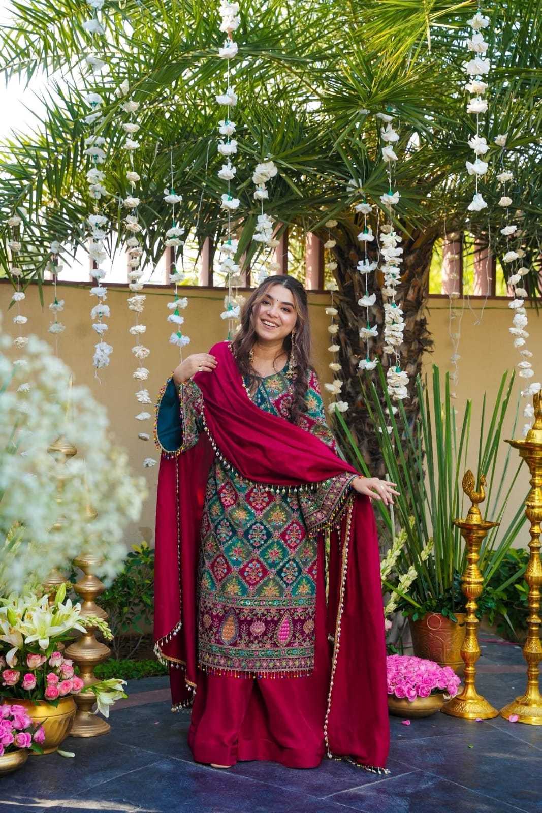 Chinon Silk Sharara Salwar Suit JT-146573
