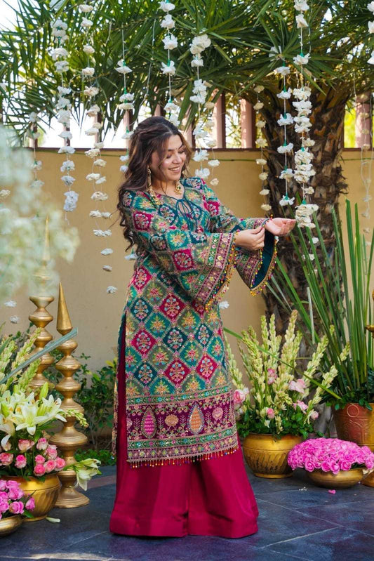 Chinon Silk Sharara Salwar Suit 010