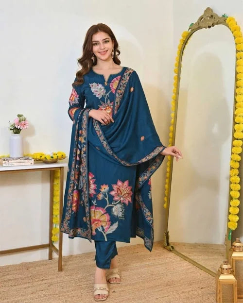 Muslin Party Wear Kurti in Blue