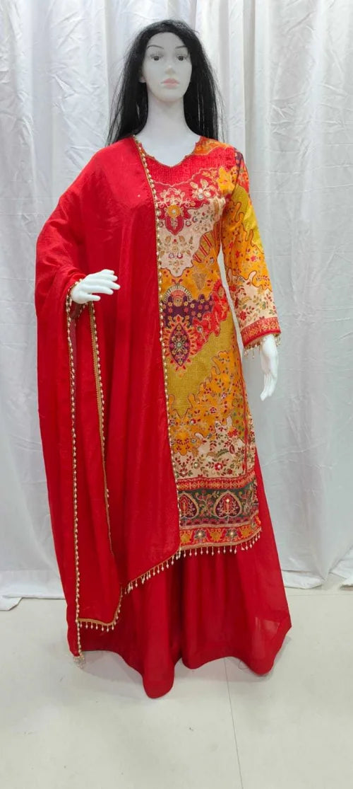 Chinon Silk Sharara Salwar Suit 08