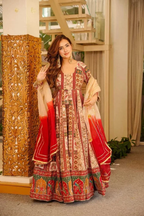Chinon Silk Printed Gown 09