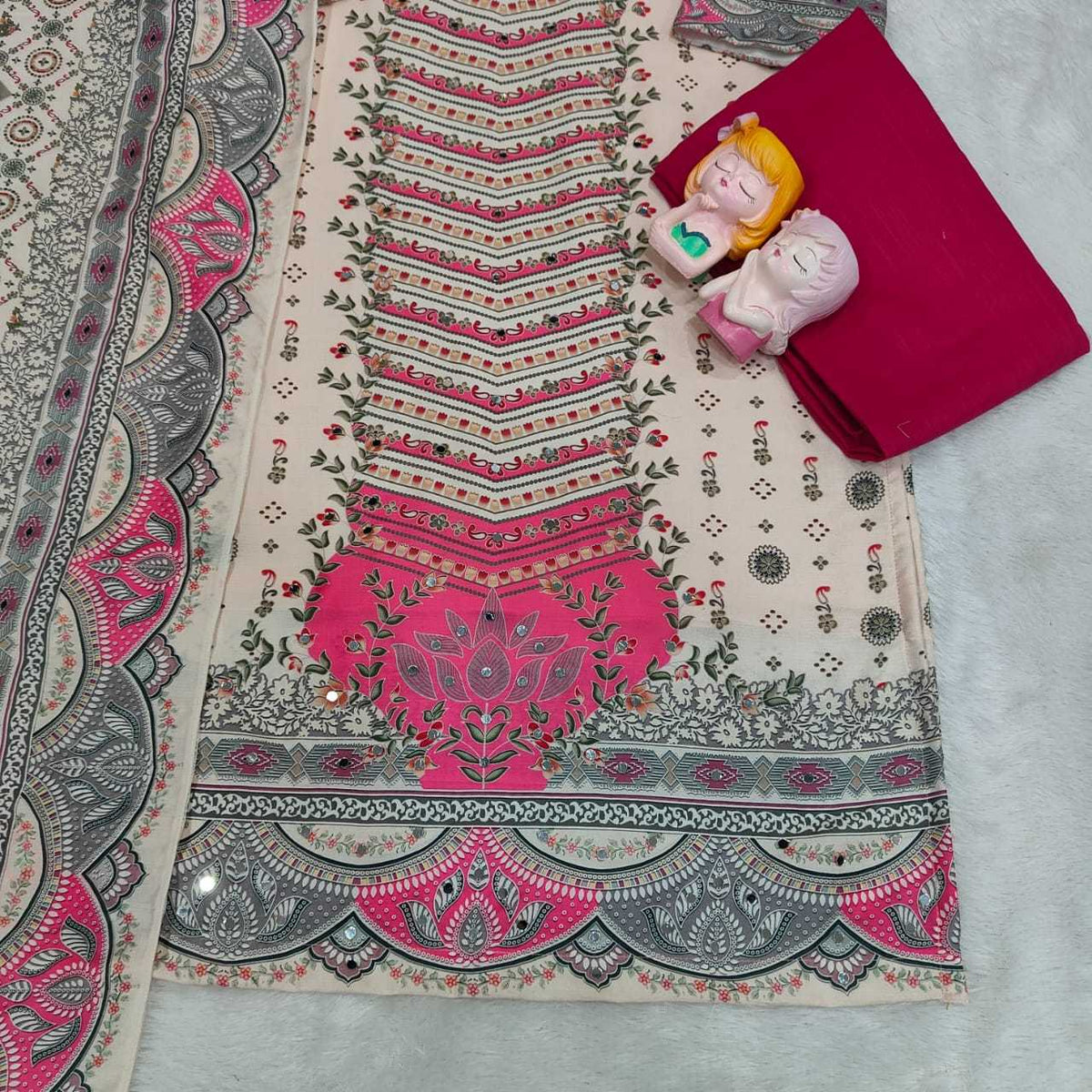 Pure Maslin Silk Embroidery Suit