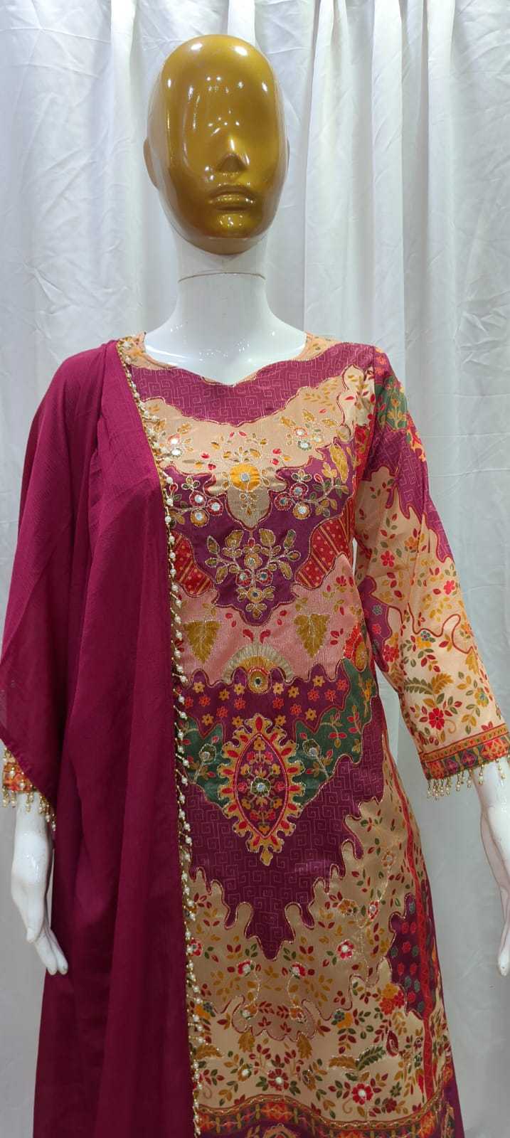 Pearl Chinon Silk Sharara Salwar Suit