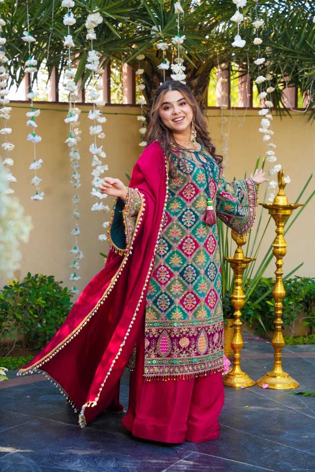 Chinon Silk Sharara Salwar Suit JT-144392