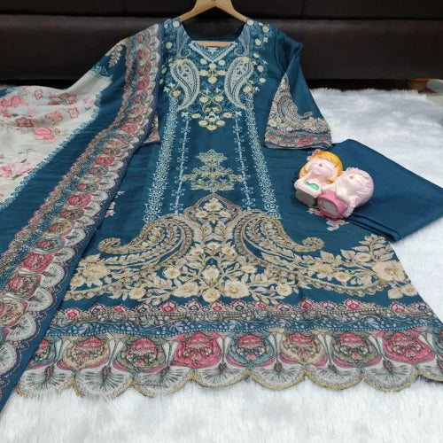 Maslin Embroidery Suit in Black