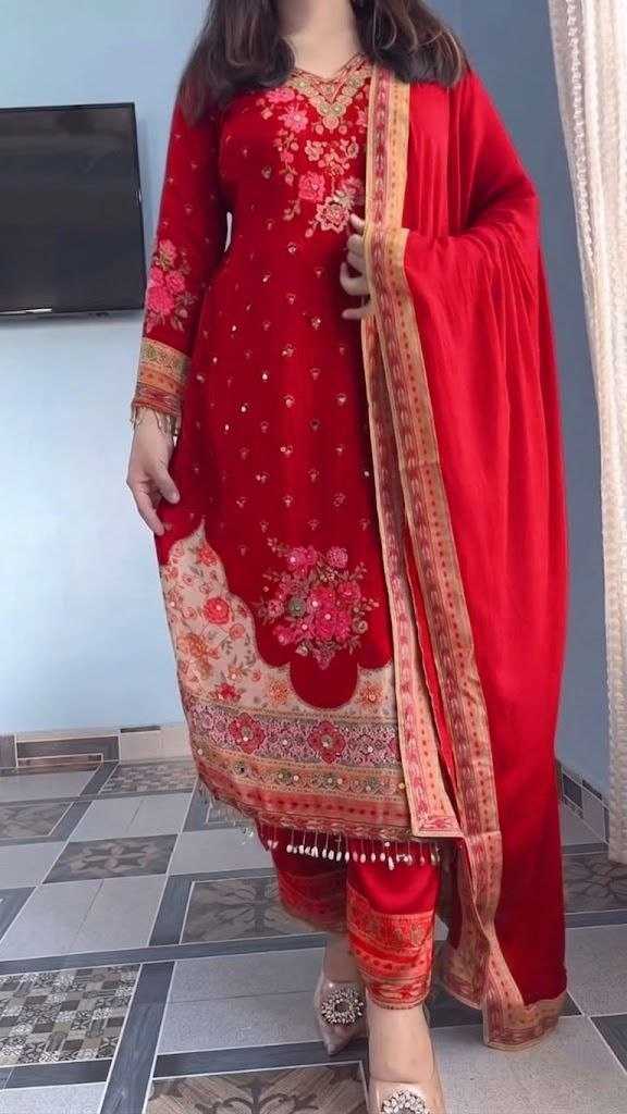 Work Chinon Silk Party Wear Kurti