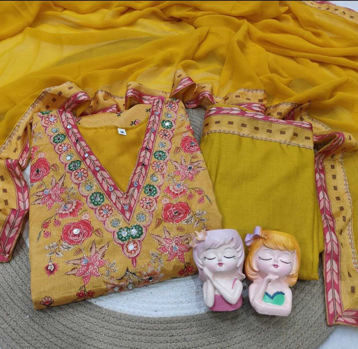 Work Chinon Silk Party Wear Kurti