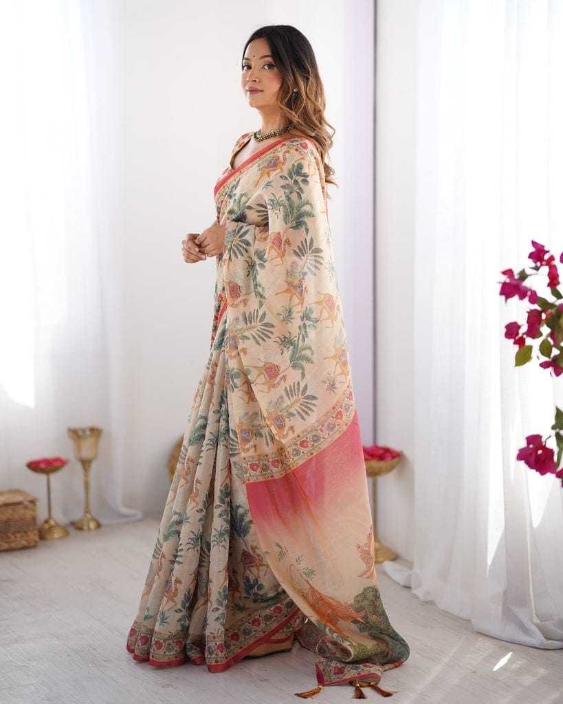 Linen Designer Silk Saree