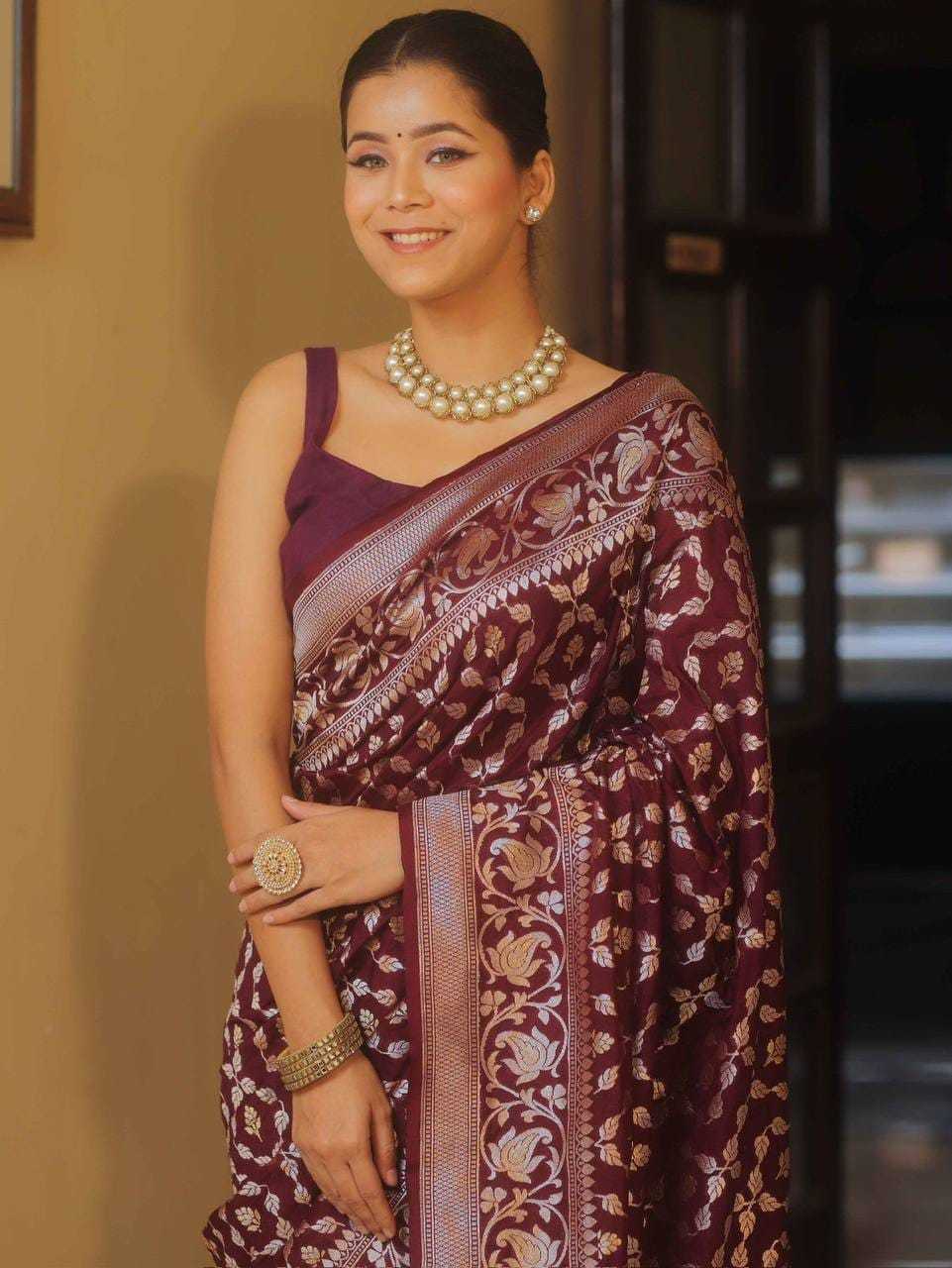 Banarasi Soft Silk Jacquard Saree in Sky Blue