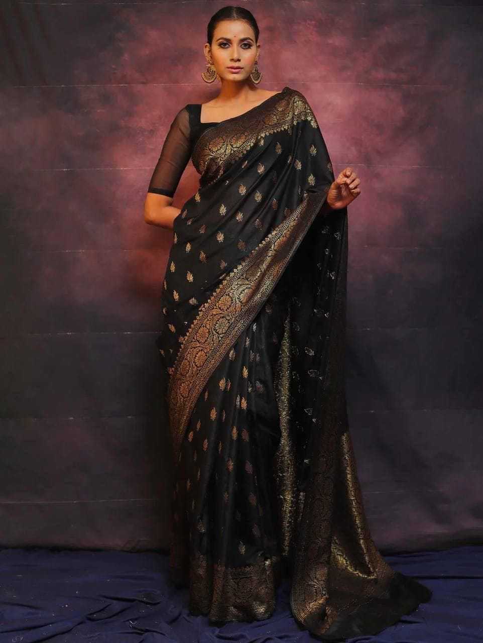 Banarasi Soft Silk Designer Saree in Navy Blue