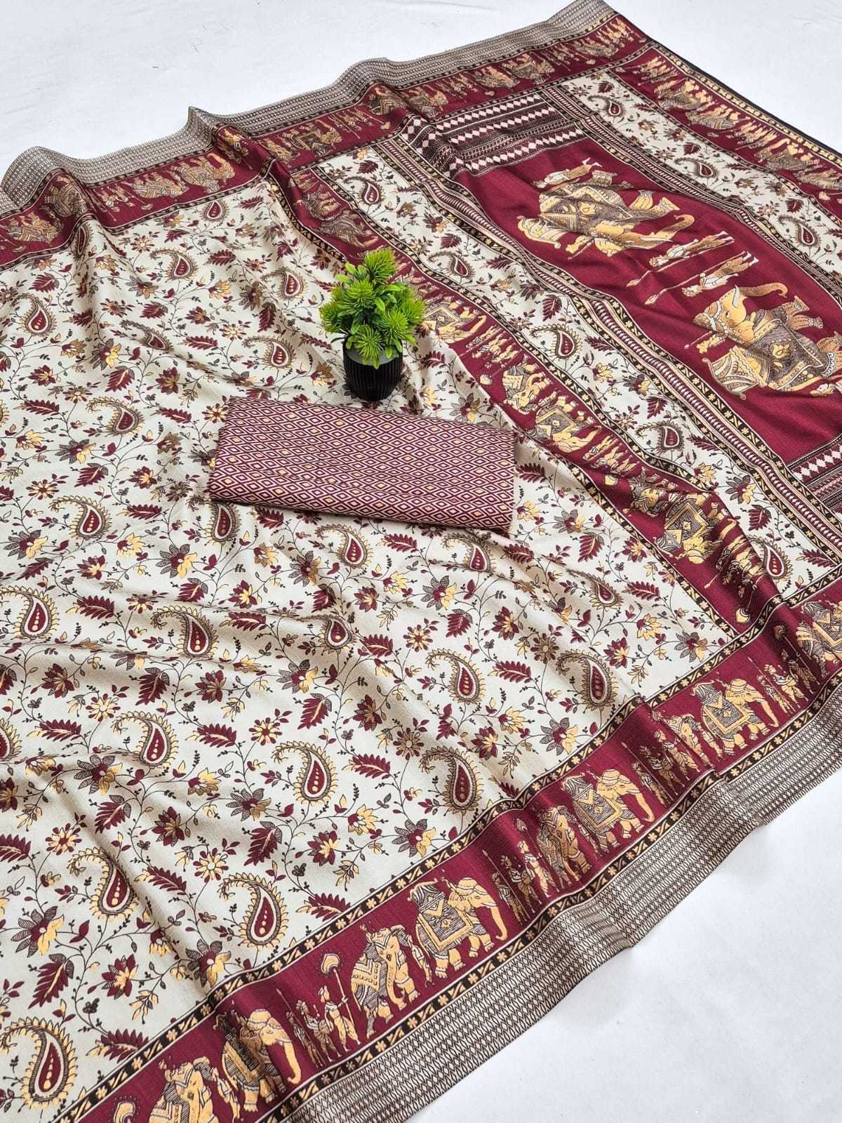 Pure Cotton Designer Saree in Red