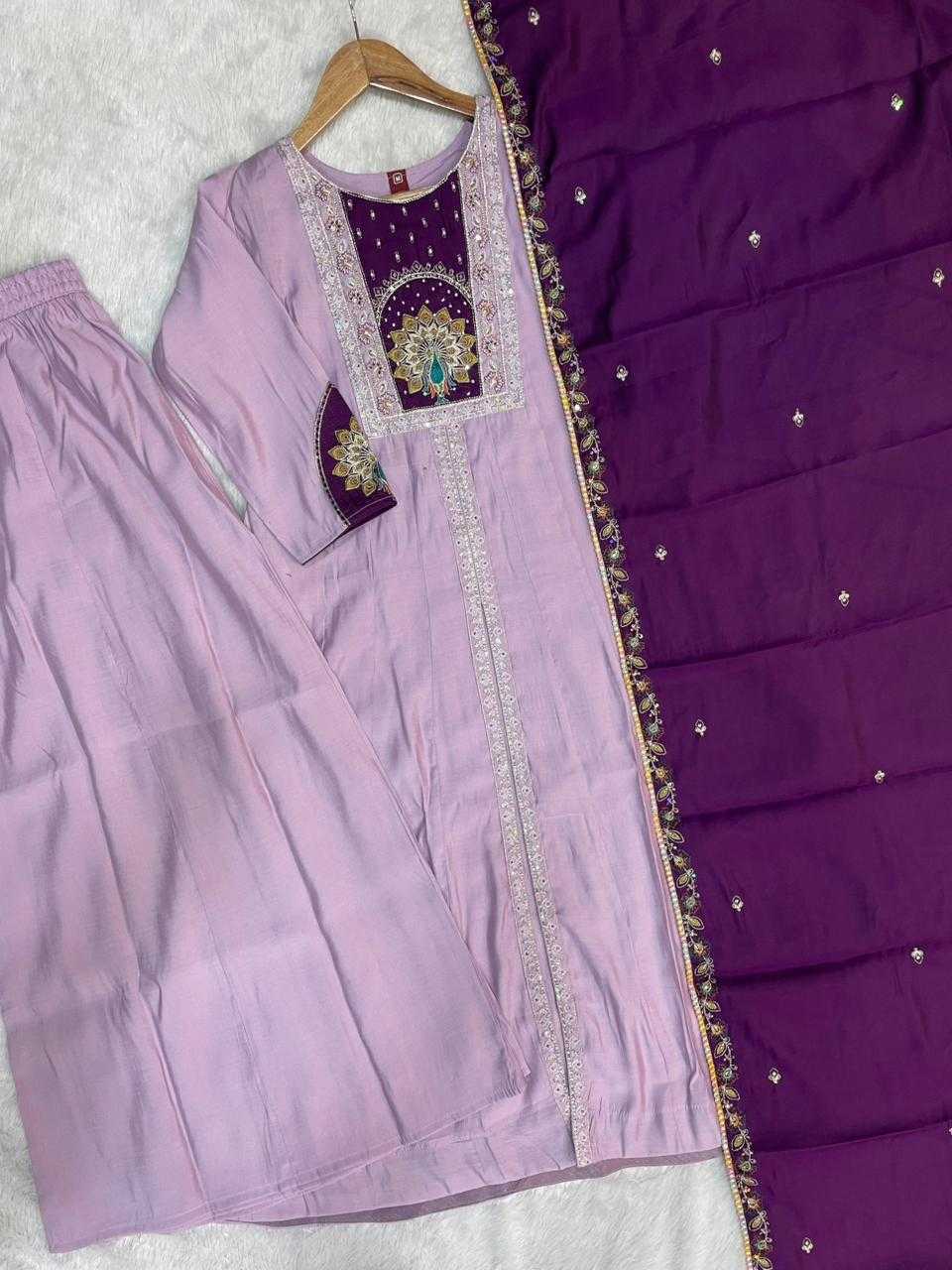 Heavy Roman Silk Anarkali Kurti in Baby Pink