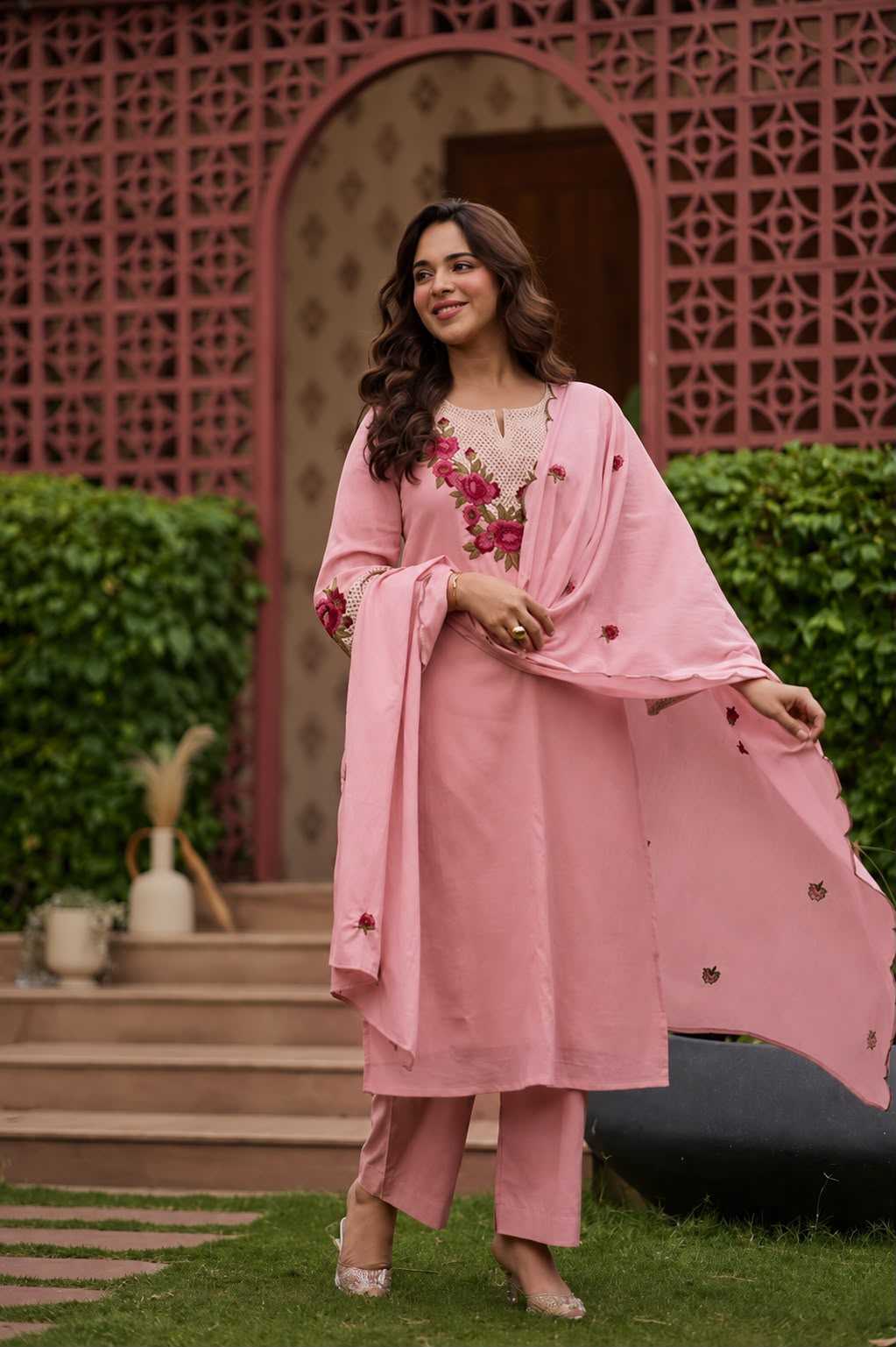 Crush Silk Embroidery Suit