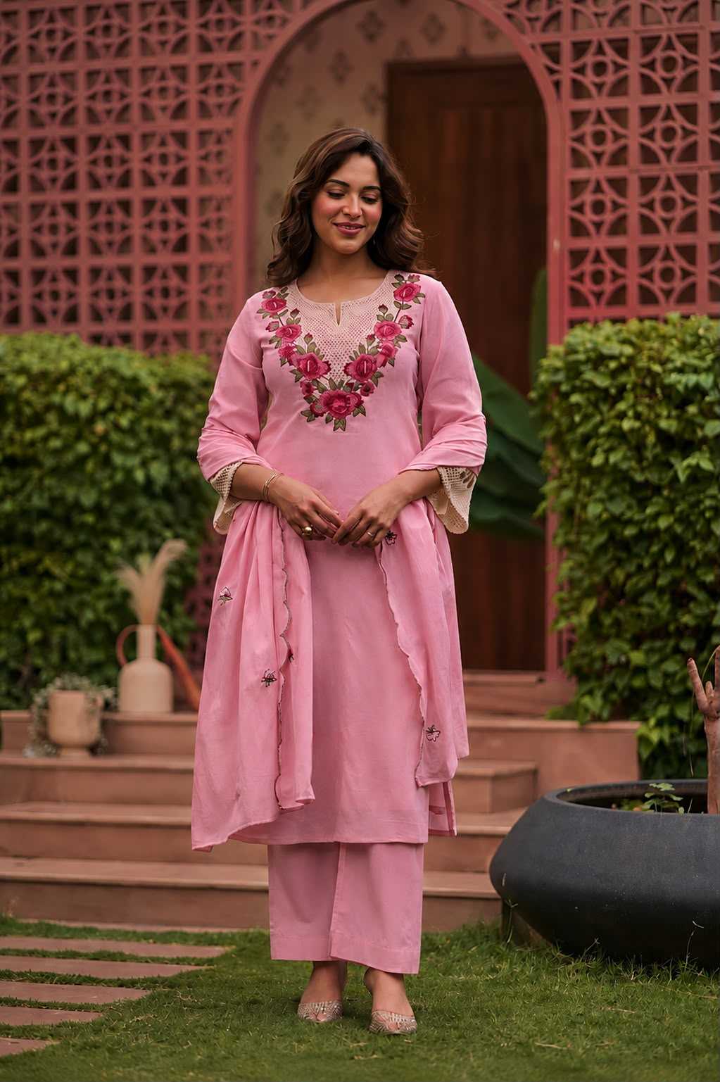 Crush Silk Embroidery Suit