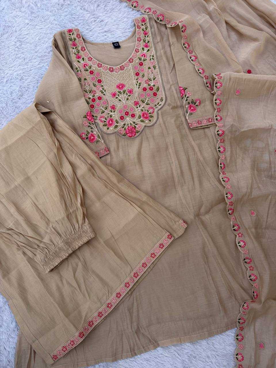 Chanderi Soft Designer Kurti in Brown