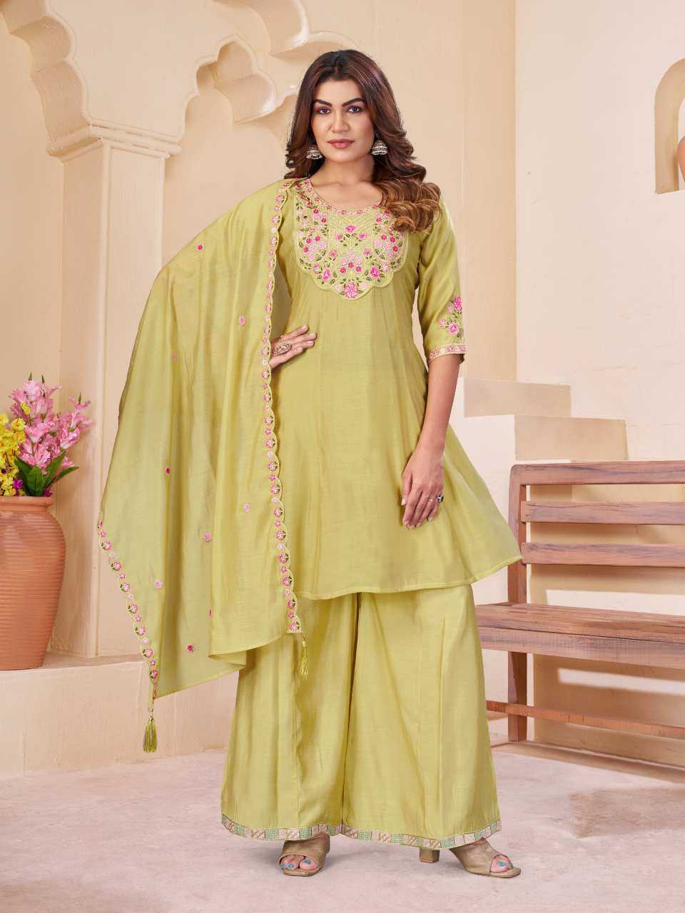 Chanderi Soft Designer Kurti in Brown