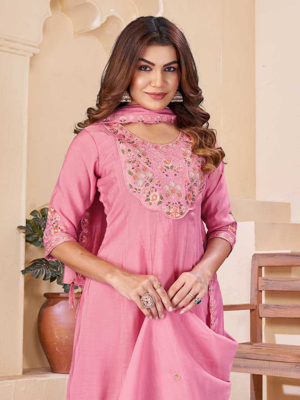 Chanderi Soft Designer Kurti in Brown