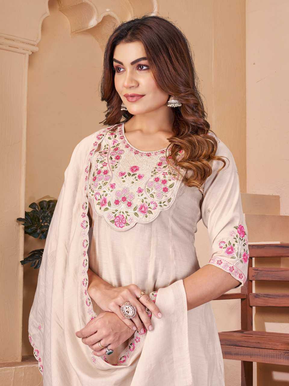 Chanderi Soft Designer Kurti in Brown