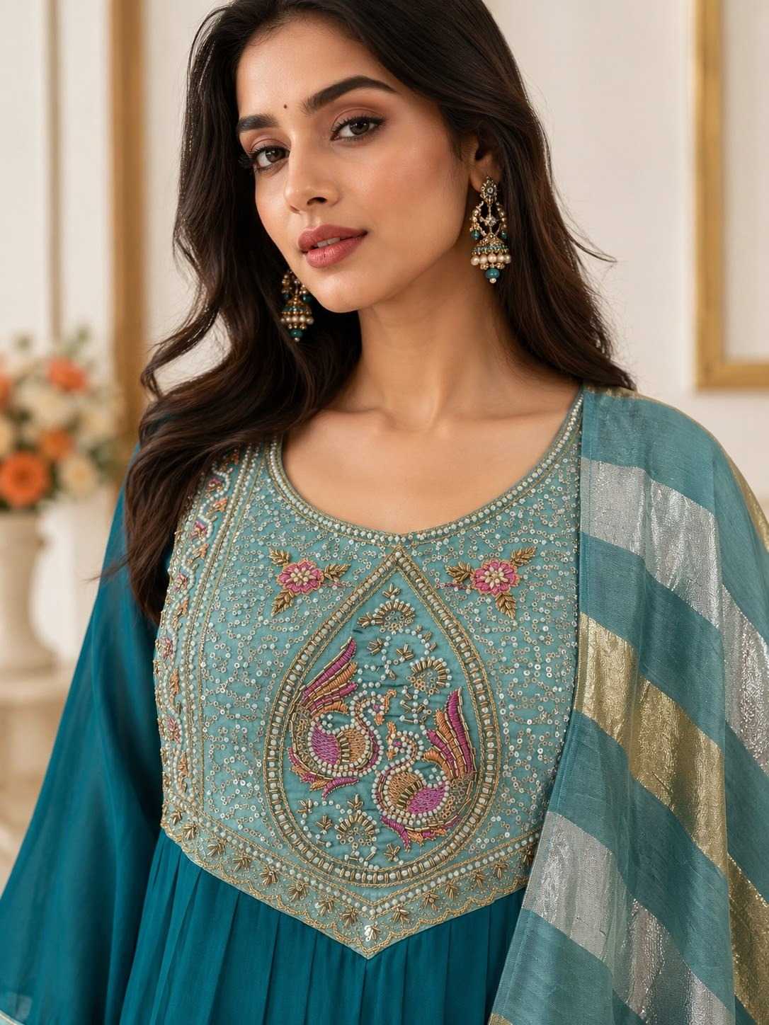 Chanderi Soft Anarkali Kurti