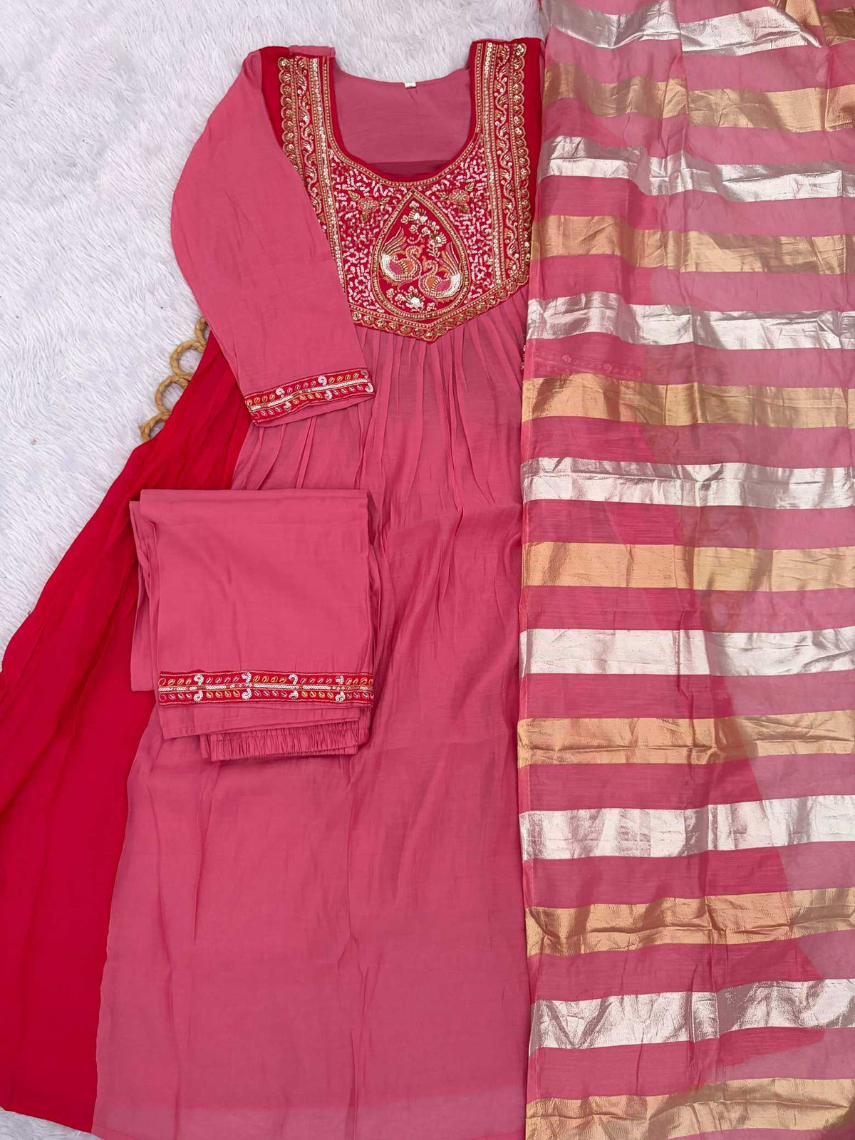 Chanderi Soft Anarkali Kurti