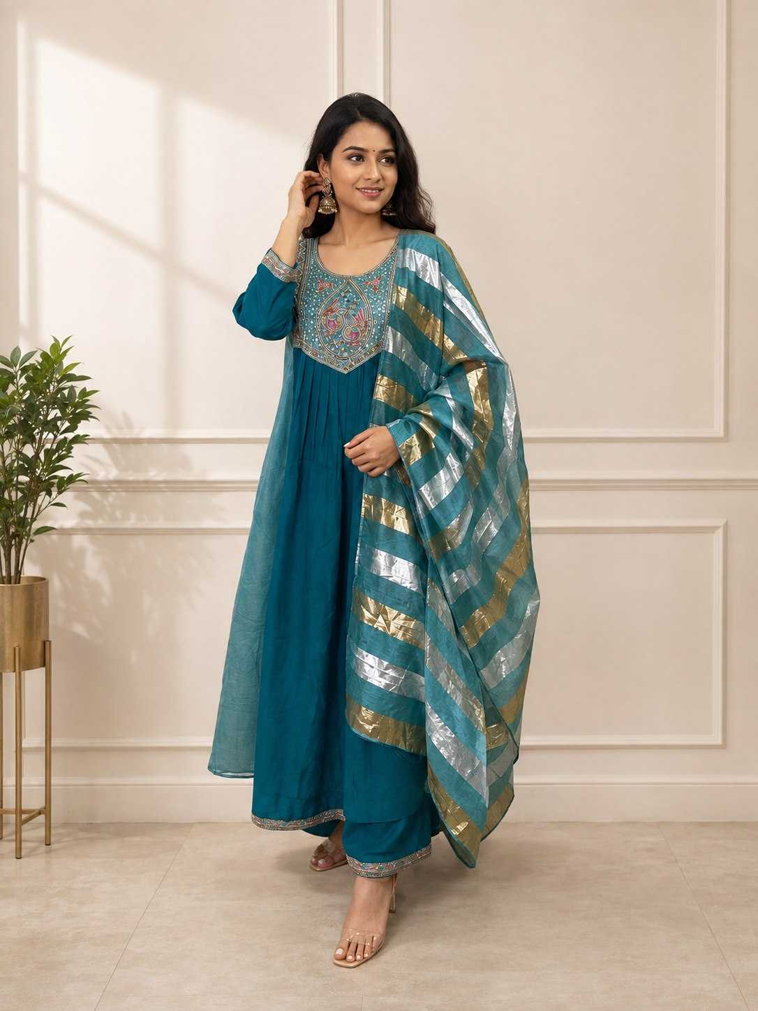 Chanderi Soft Anarkali Kurti