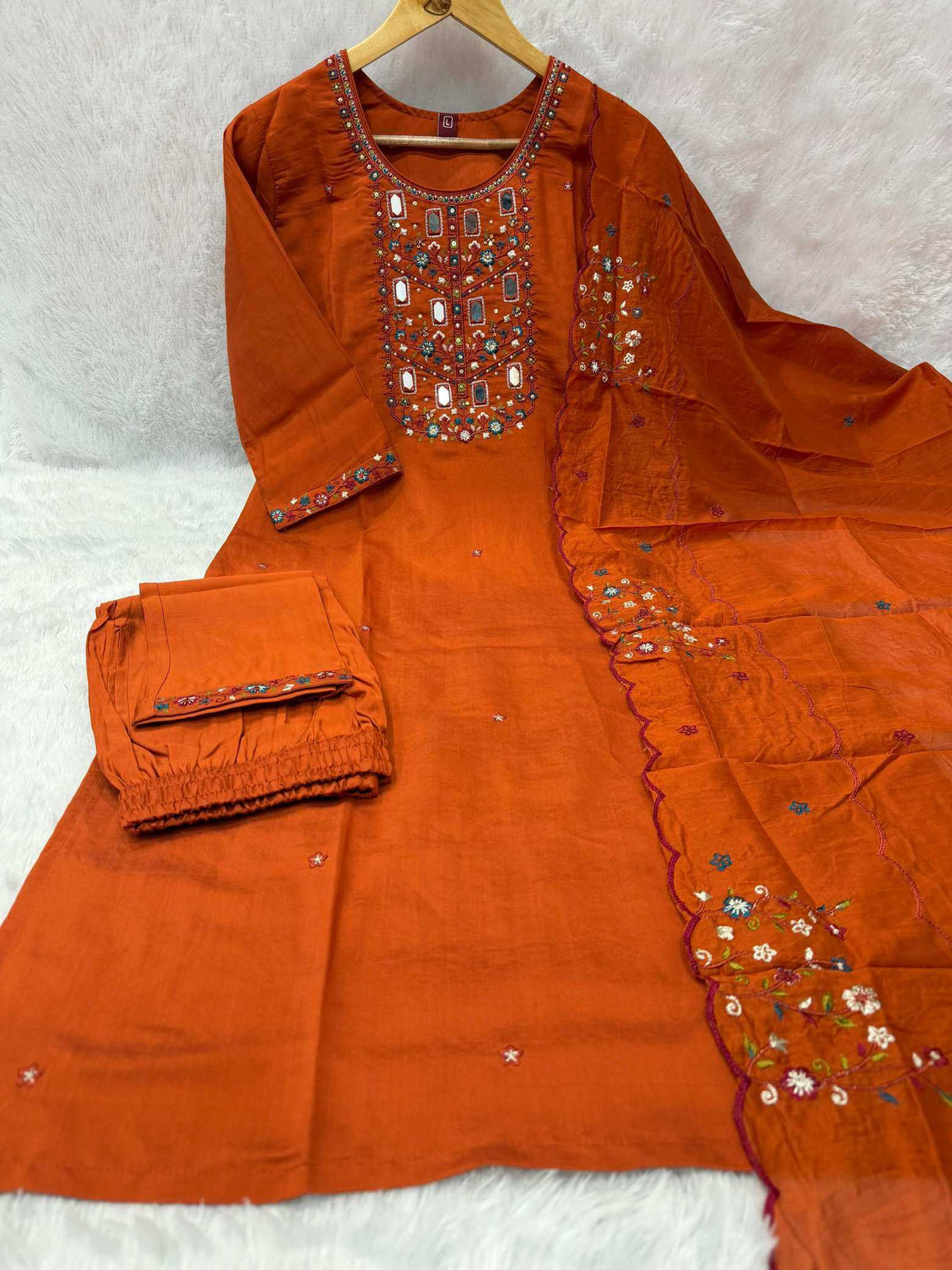 Viscose Embroidered Kurti in Mustard