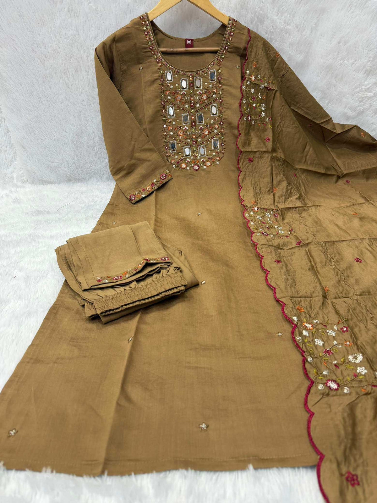 Viscose Embroidered Kurti in Mustard