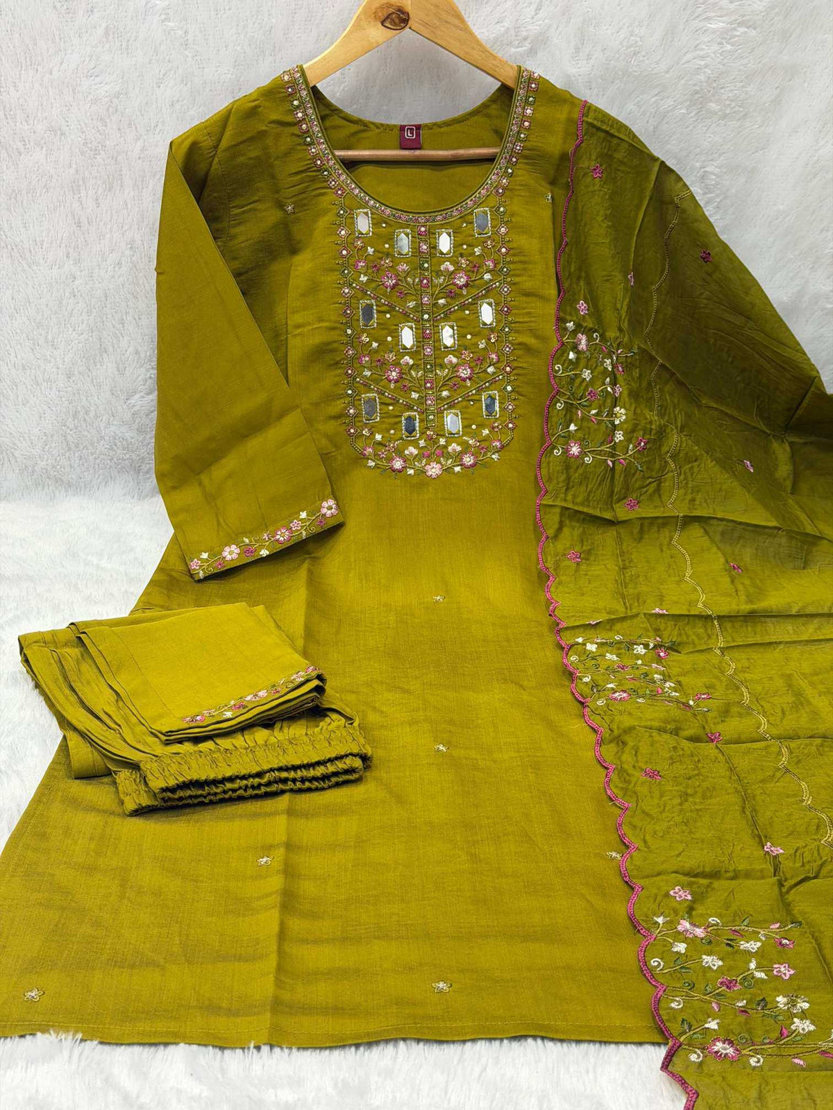 Viscose Embroidered Kurti in Mustard