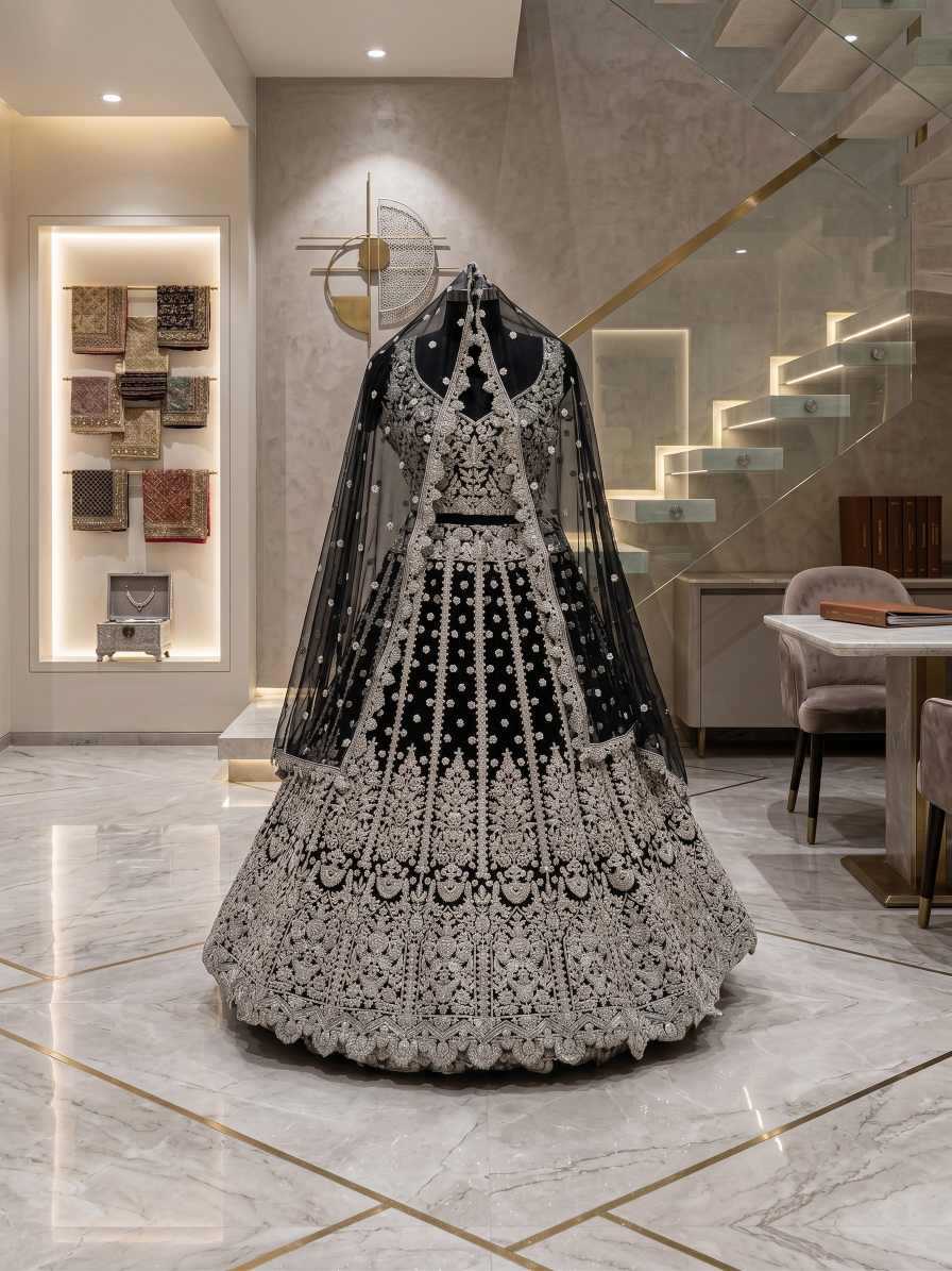 Butterfly Net Fancy Lehenga in Morpich