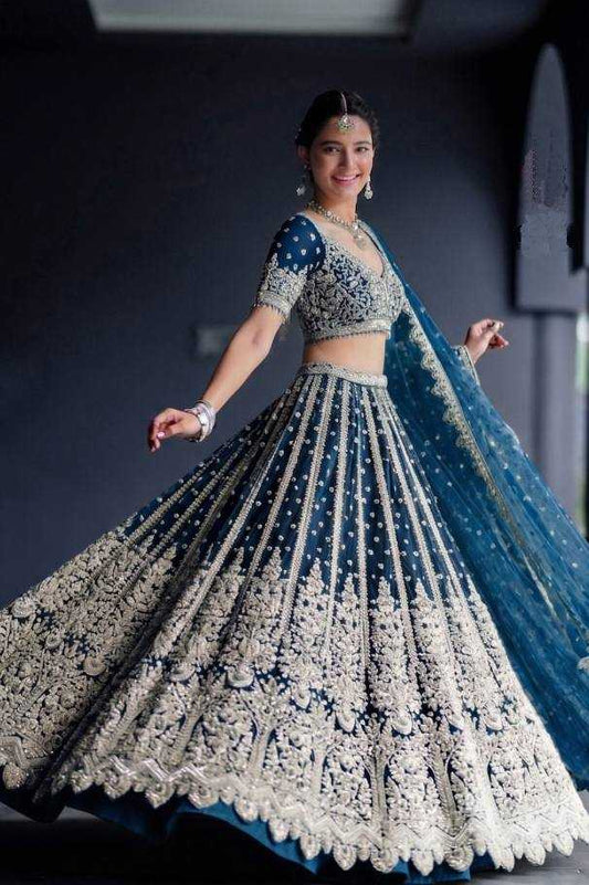 Butterfly Net Fancy Lehenga in Morpich