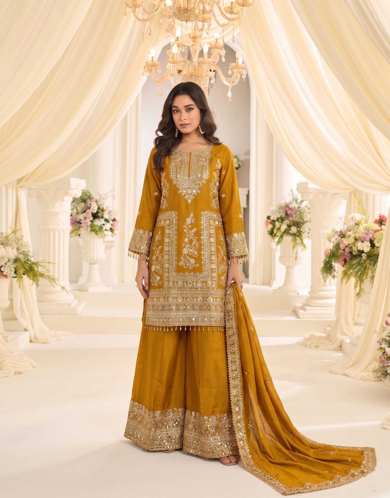 Chinon Sharara Salwar Suit