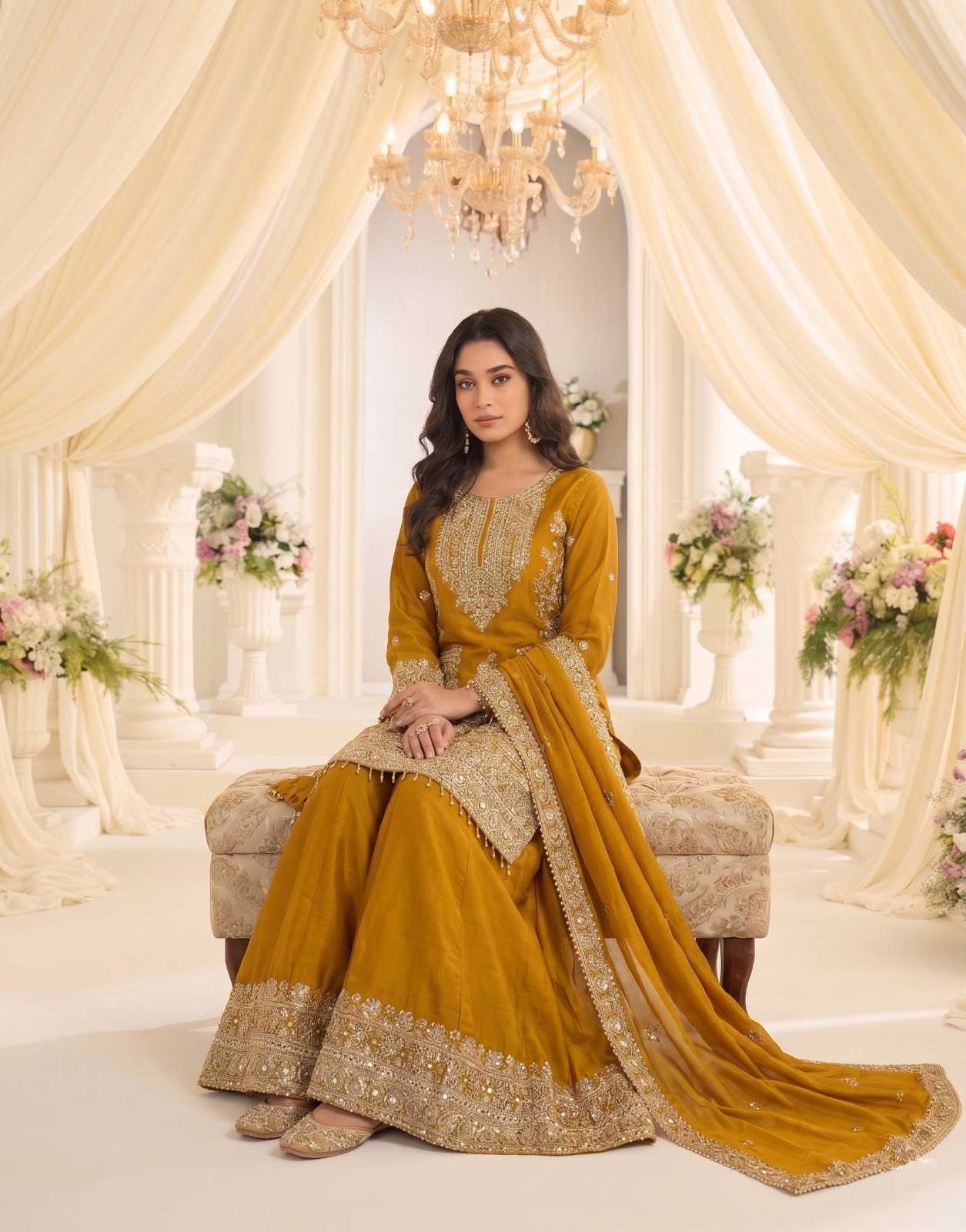 Chinon Sharara Salwar Suit