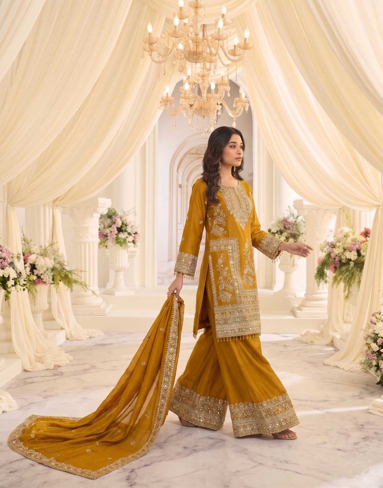 Chinon Sharara Salwar Suit