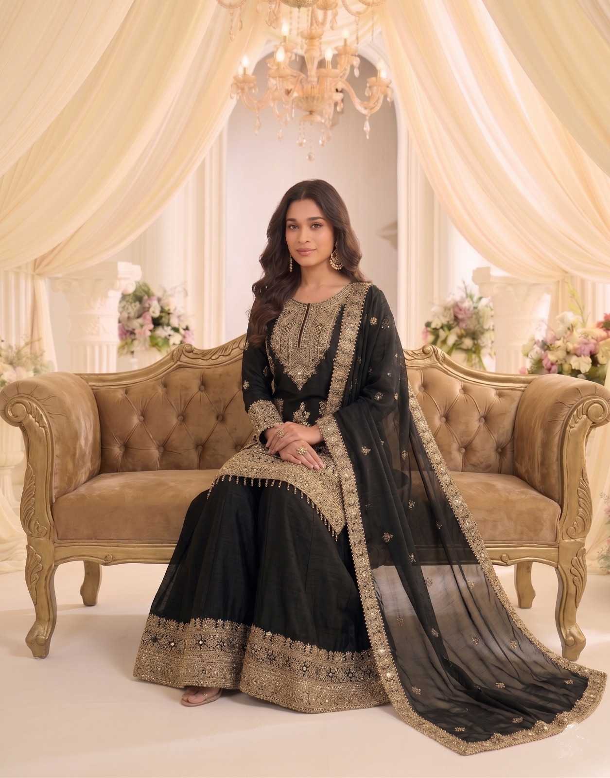 Chinon Sharara Salwar Suit