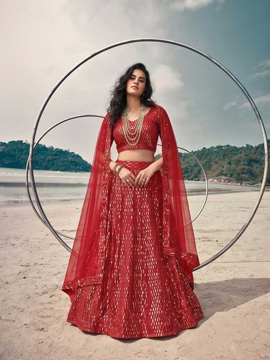 Butterfly Net Embroidered Lehenga