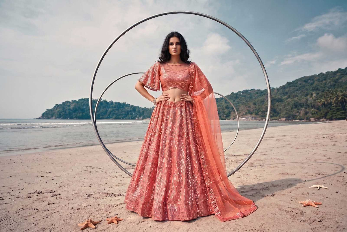Butterfly Net Embroidered Lehenga