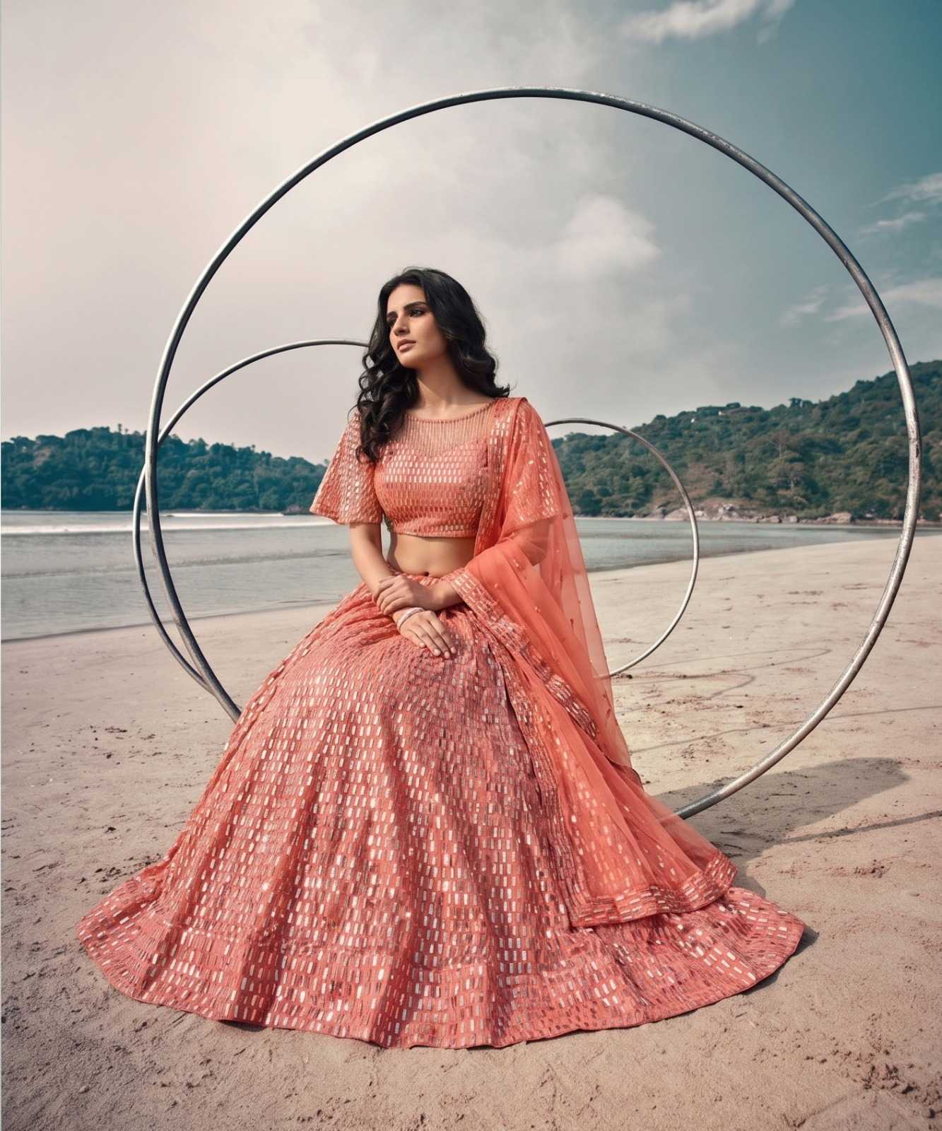 Butterfly Net Embroidered Lehenga