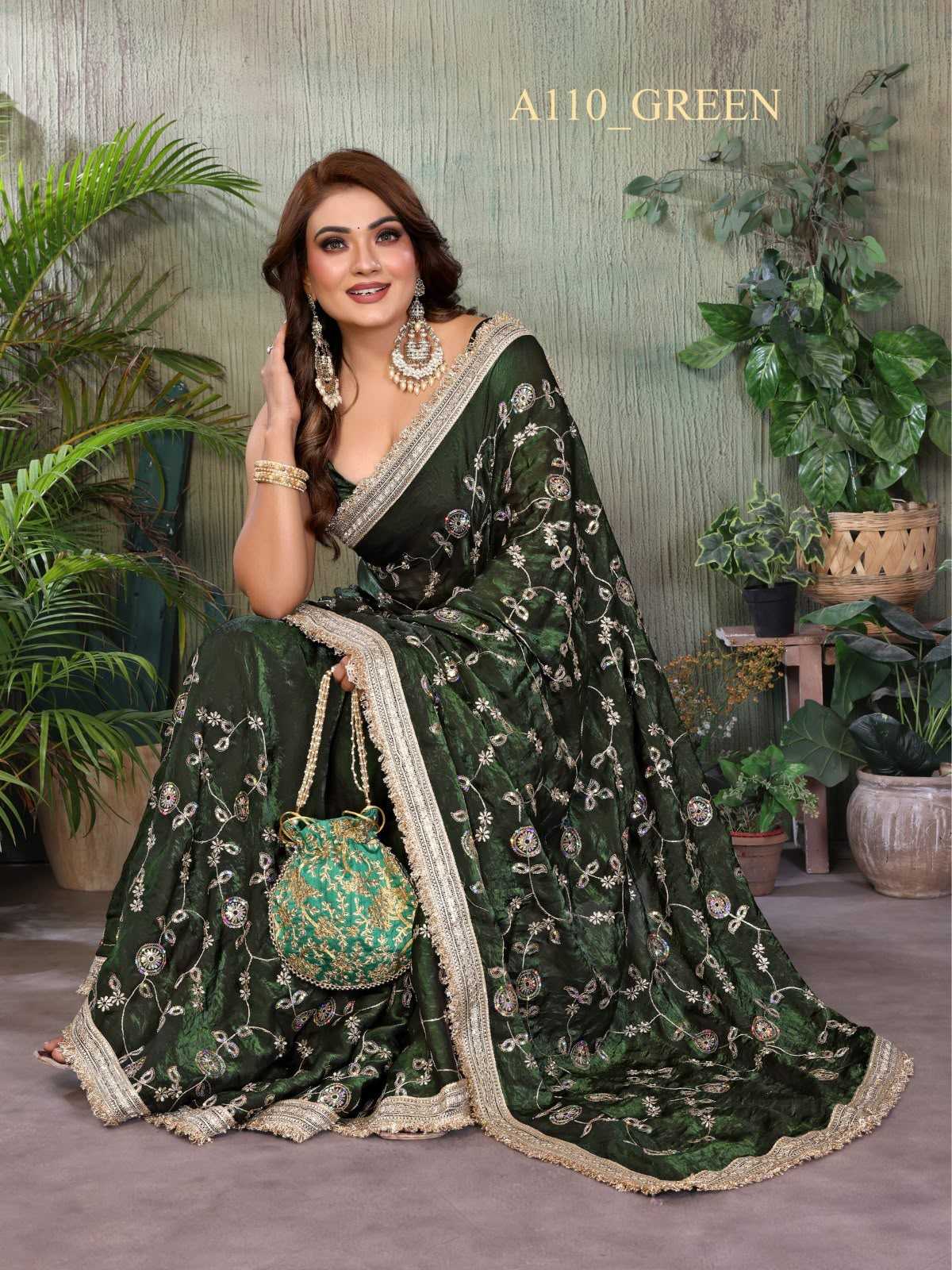 Satin Silk Embroidered Saree