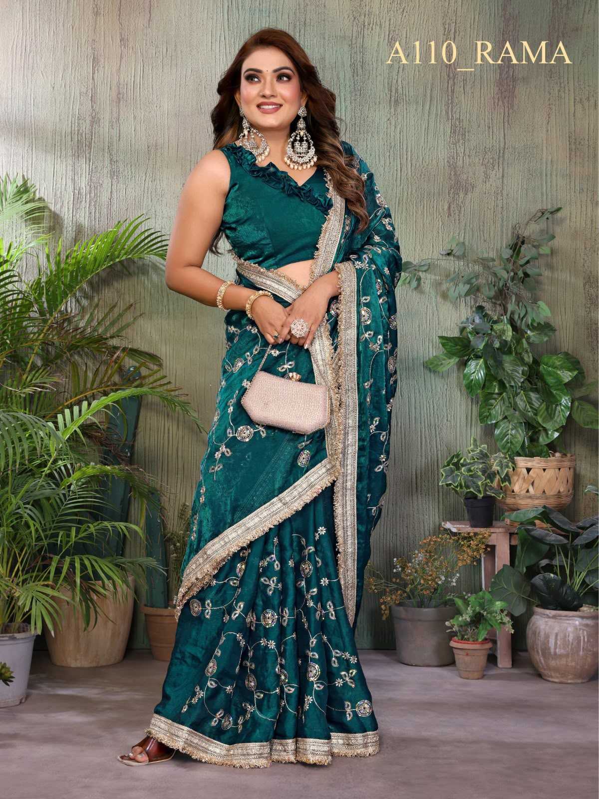 Satin Silk Embroidered Saree