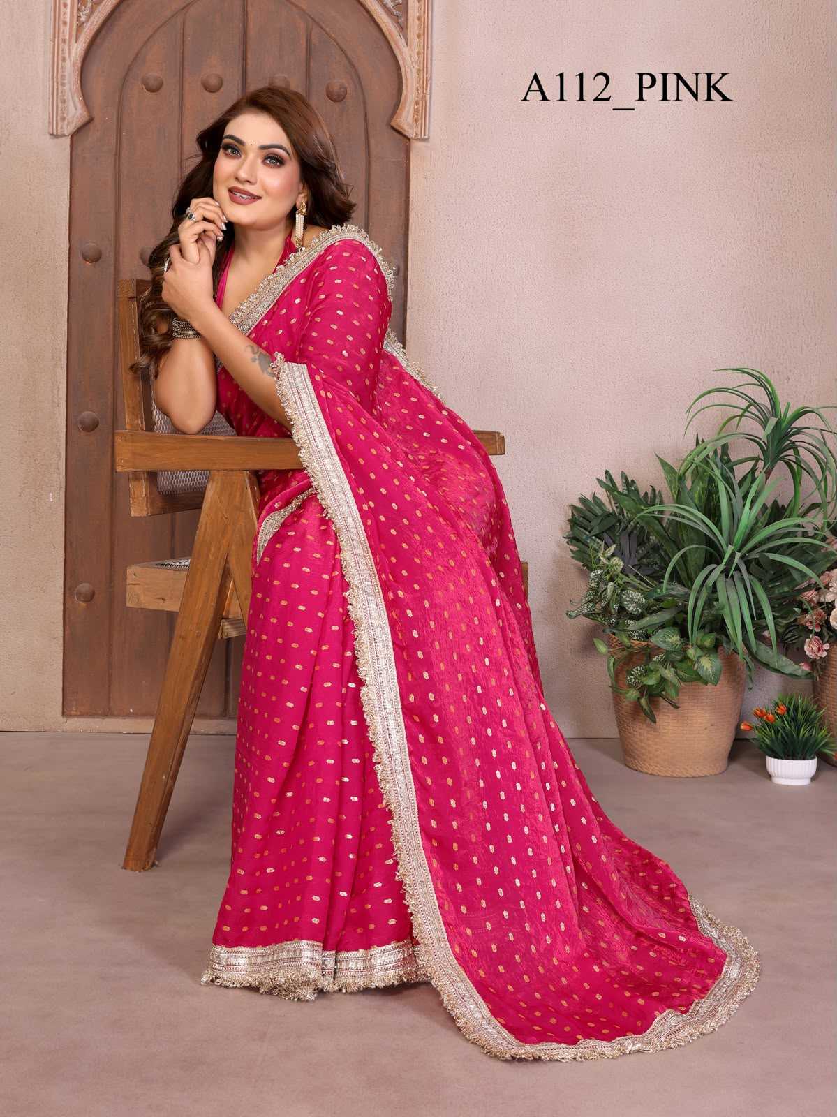 Satin Silk Designer Saree in Green