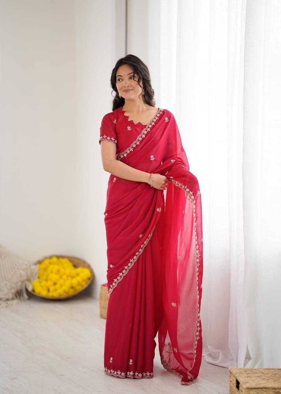 Georgette Designer Saree in Wine