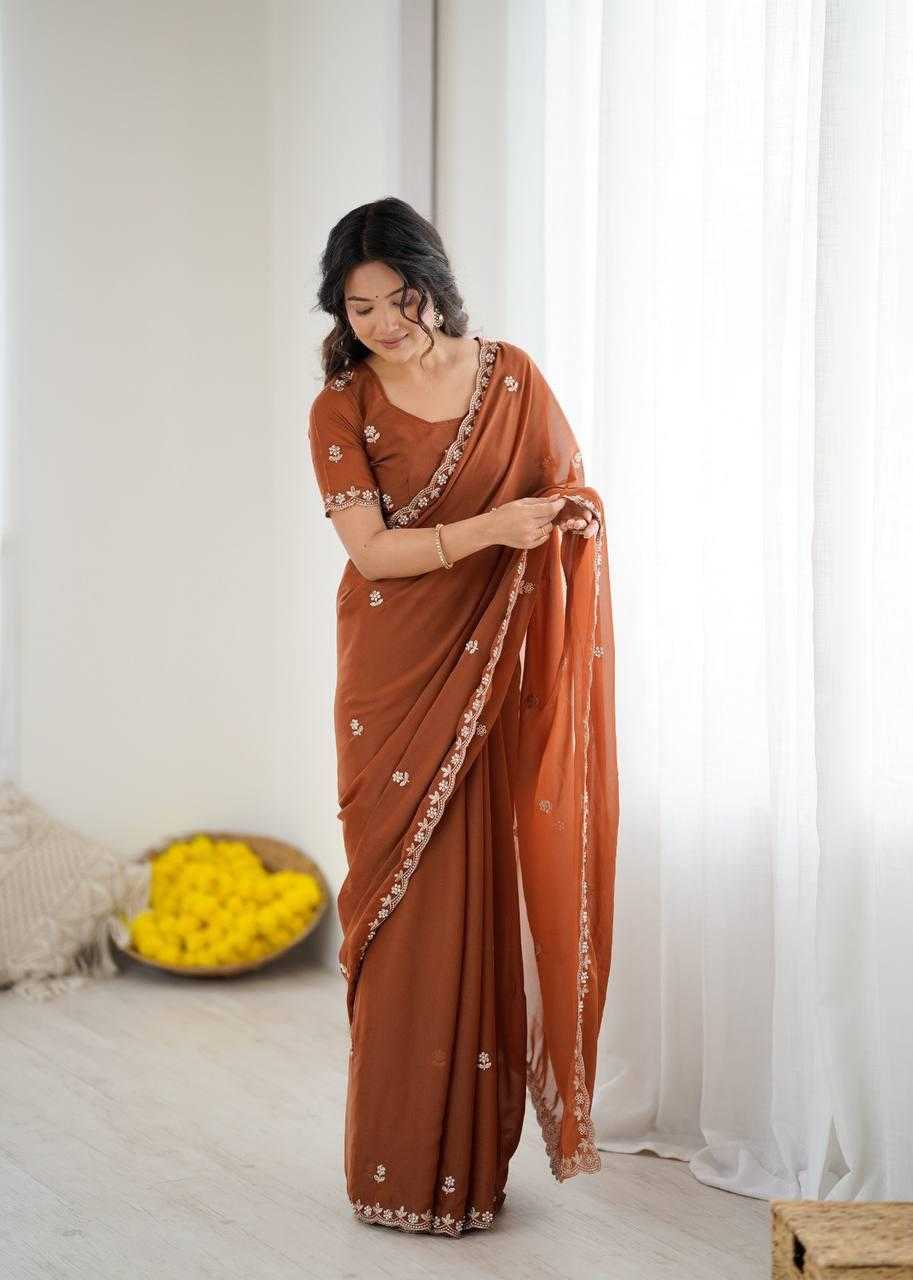 Georgette Designer Saree in Wine