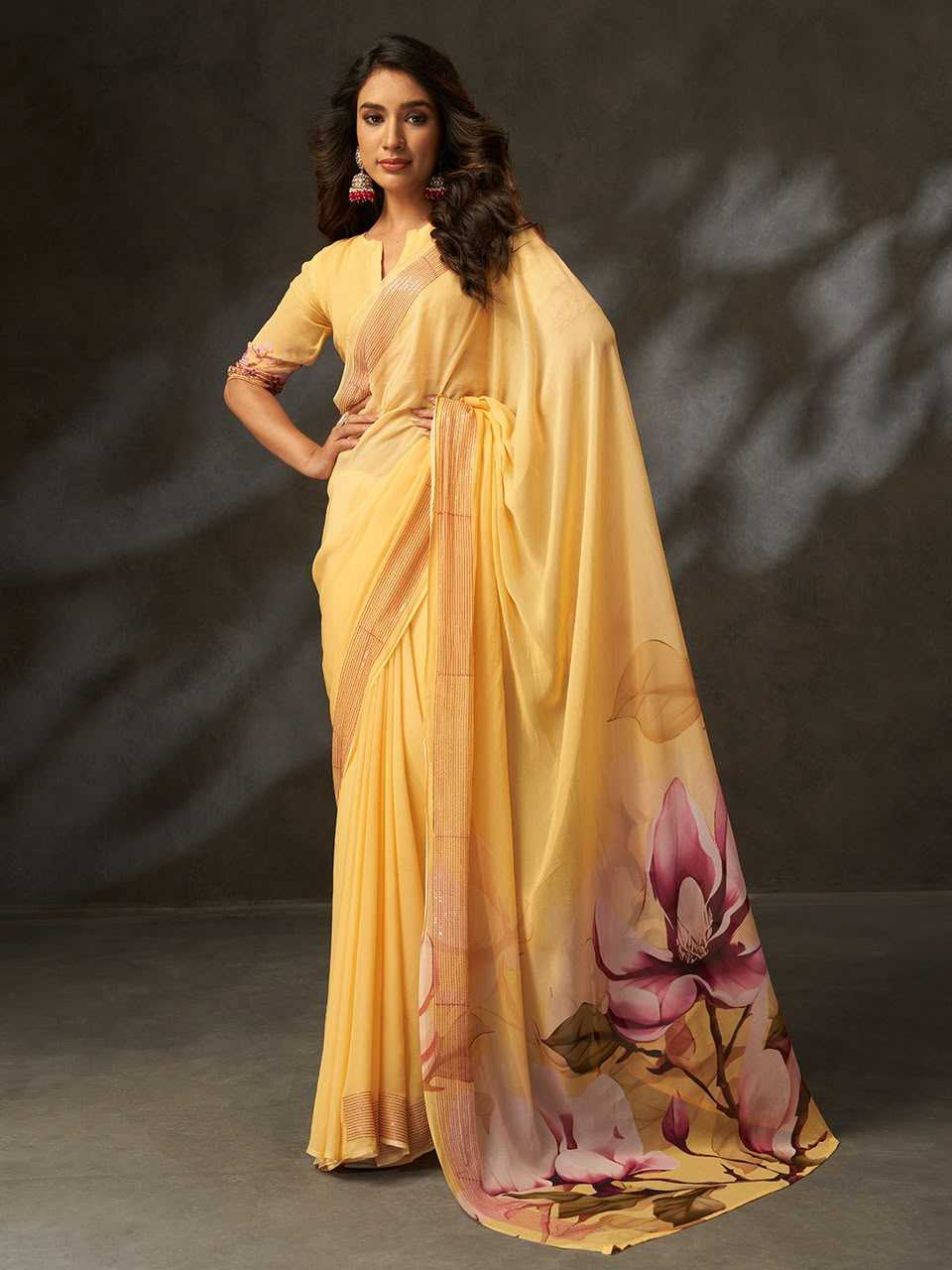 Georgette Designer Saree in Peach