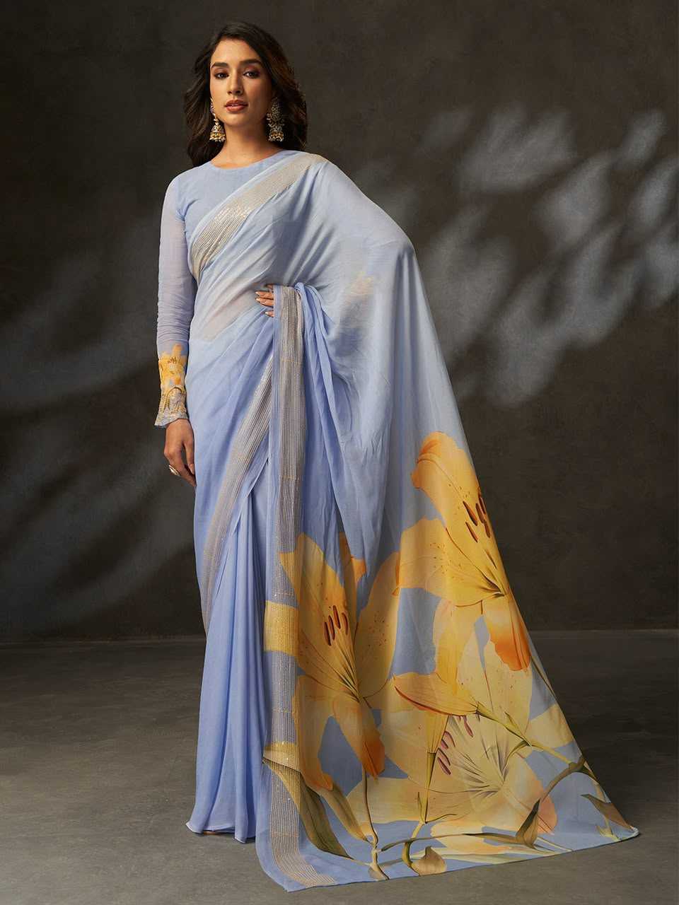 Georgette Designer Saree in Peach
