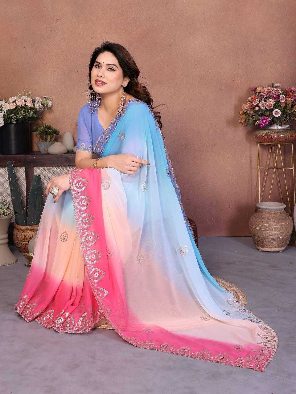 Georgette Saree in Yellow